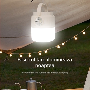 Lumină solară pentru camping, lampă de cort cu design de agățare, iluminare de urgență în cazul întreruperii curentului, reîncărcabilă, cu durată lungă a bateriei