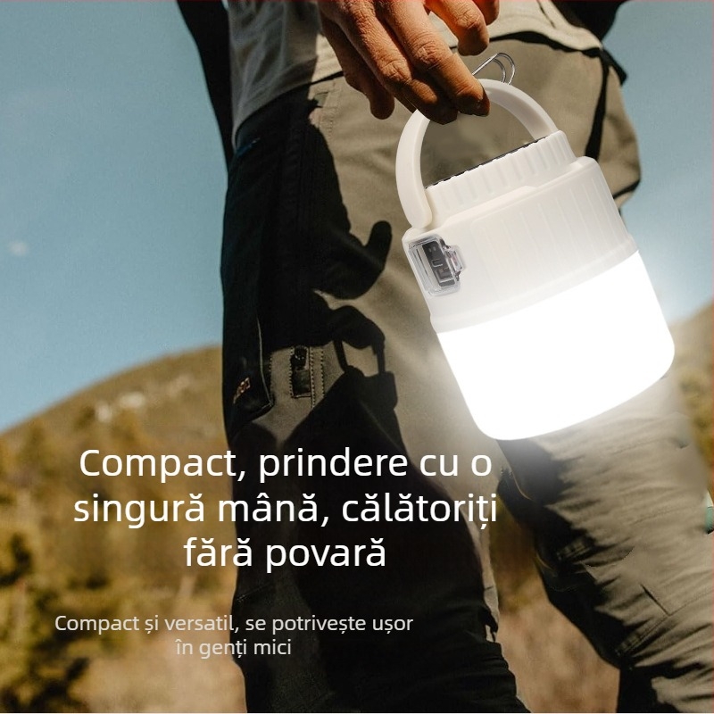 Lumină solară pentru camping, lampă de cort cu design de agățare, iluminare de urgență în cazul întreruperii curentului, reîncărcabilă, cu durată lungă a bateriei