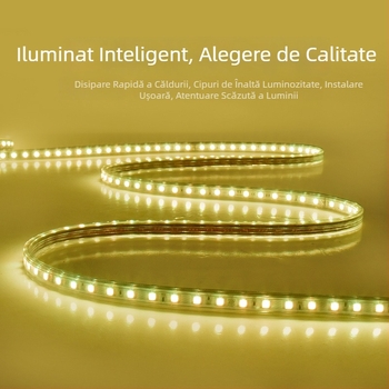 Bandă LED RGB 5050 220V, impermeabilă, exterior, iluminare decorativă gradient de culori