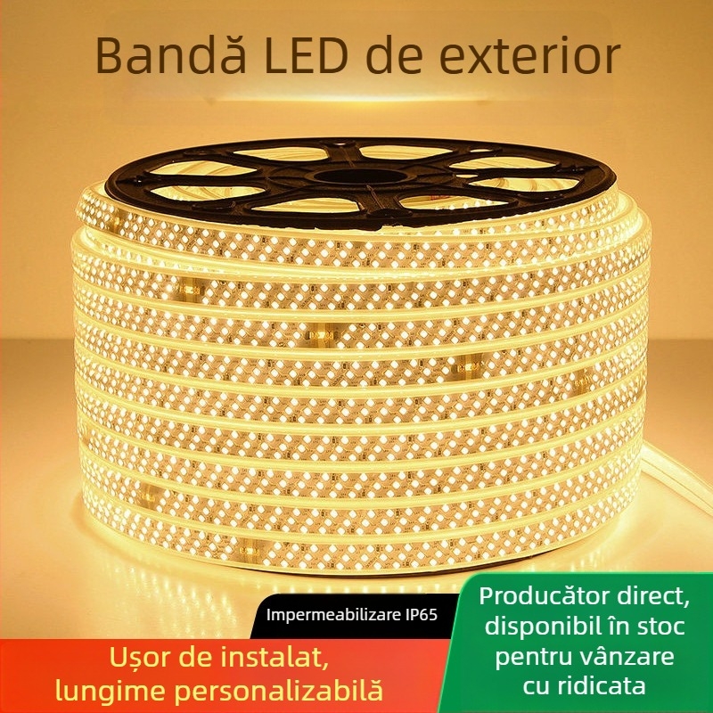 Bandă LED exterior 2835, trei rânduri, 180 LED-uri, impermeabilă, 220V