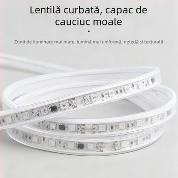 Bandă LED RGB cu culoare fantomă, 220V, 50 m, 5050 LED, cauciucată, impermeabilă