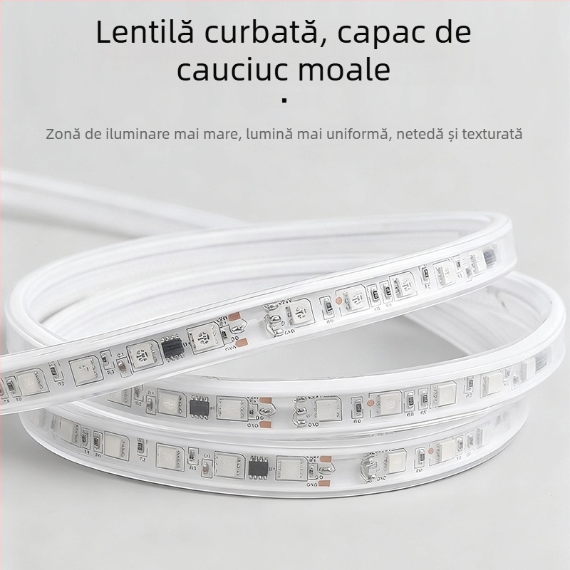 Bandă LED RGB cu culoare fantomă, 220V, 50 m, 5050 LED, cauciucată, impermeabilă
