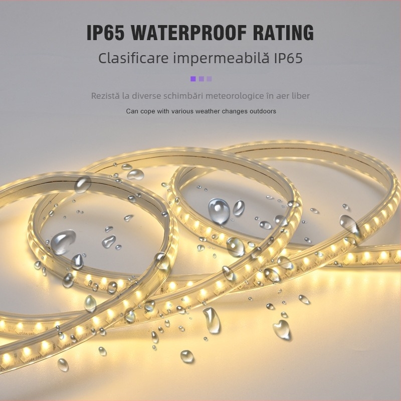 Bandă LED bi-color, 220V, impermeabilă pentru exterior, flexibilă, 3030 LED