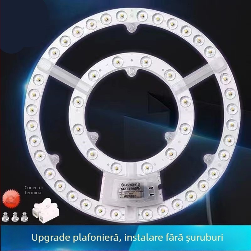 Placuta LED pentru plafon – retrofit, lampă circulară cu telecomandă, LED-uri ultra-luminoase economice și panou de iluminat cu reglaj fără trepte