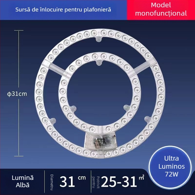 Placuta LED pentru plafon – retrofit, lampă circulară cu telecomandă, LED-uri ultra-luminoase economice și panou de iluminat cu reglaj fără trepte