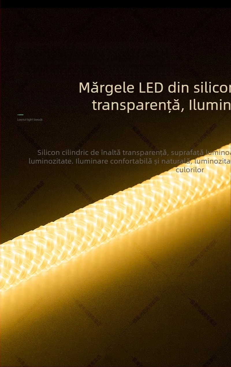 Bandă LED circulară din silicon, iluminare la 360°, flexibilă, bandă liniară pentru exterior
