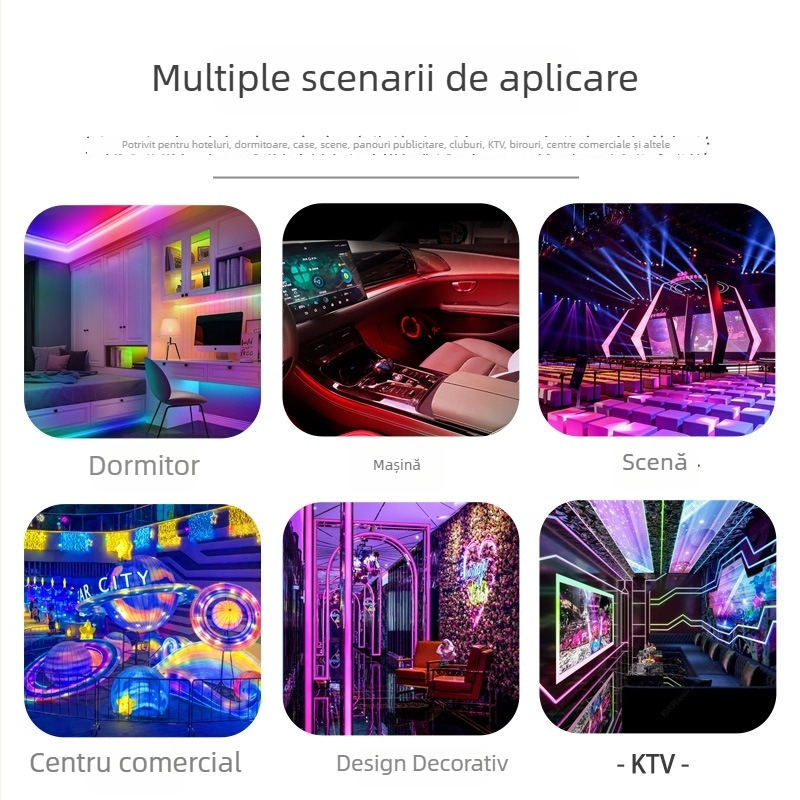 Bandă LED Ice Blue 24V, 120 LED (2835), iluminare ambientală pentru interior