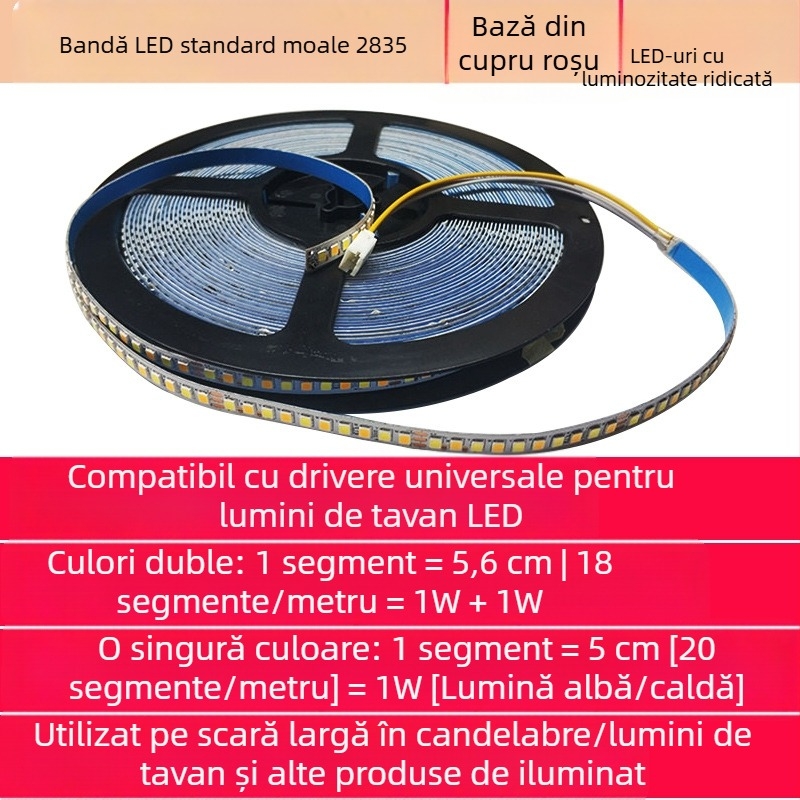 Bandă LED 2835 pentru tavan, lampă circulară pentru sufragerie, design postmodern, bandă de iluminat flexibil, monocromă și bi-coloră