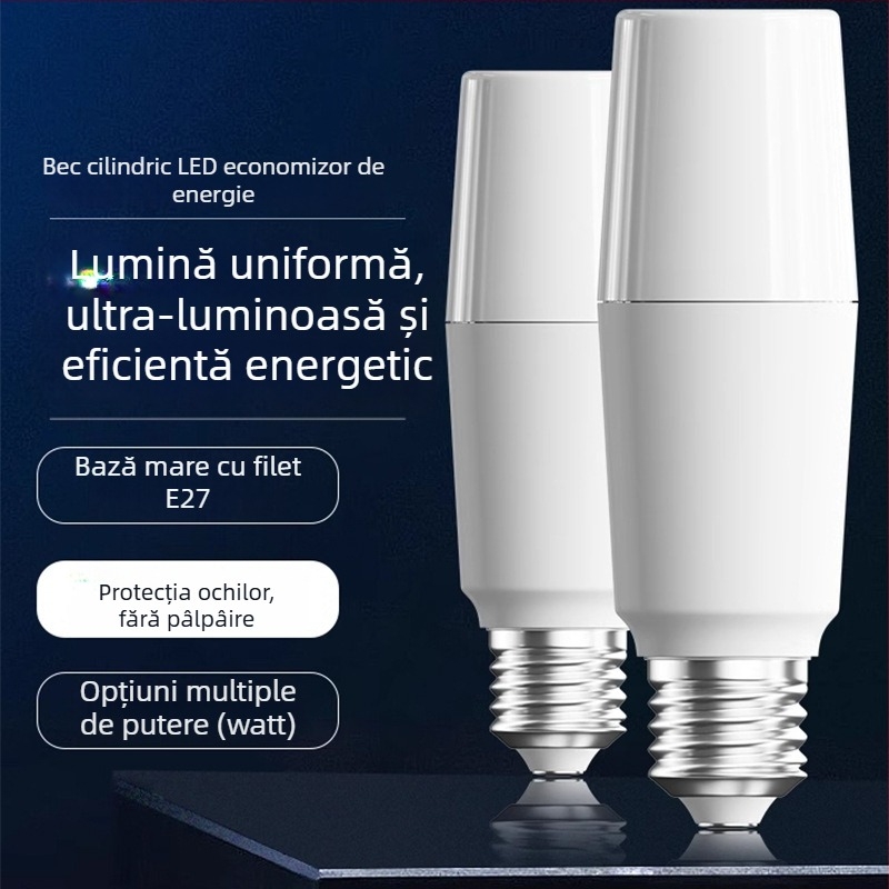 LED lampă cilindrică cu economie de energie, montaj E27, lumină albă pentru protecția ochilor, utilizare casnică