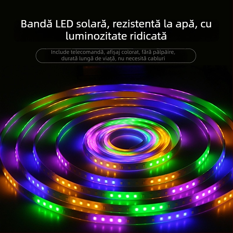 Benzi LED solare colorate pentru exterior, impermeabile, cu luminozitate ridicată, pentru decorarea grădinii și iluminare ambientală, vânzare en gros