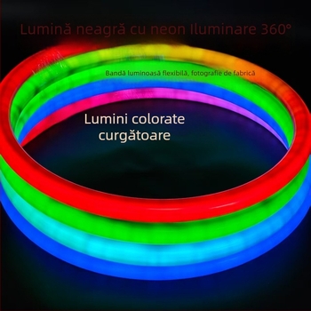 Bandă LED circulară 360° cu efect neon color, apă curgătoare și funcții programabile