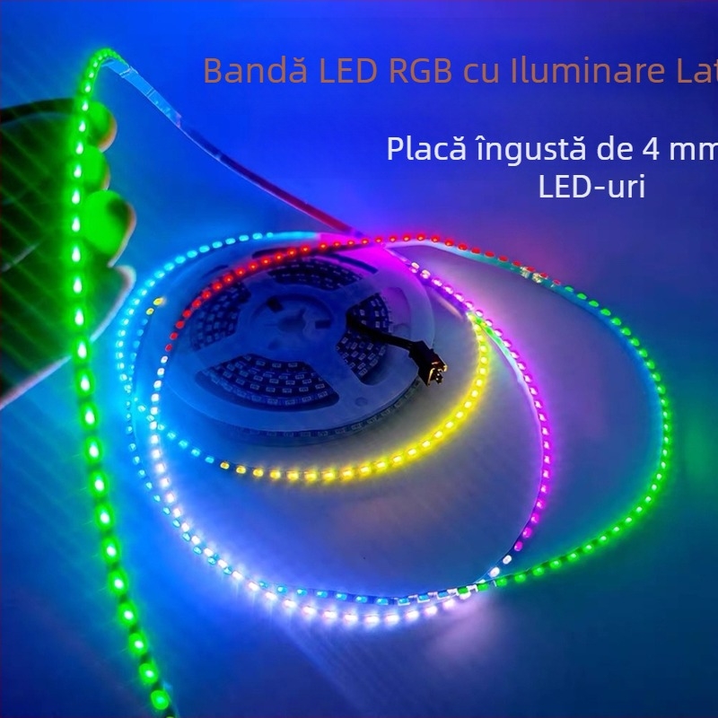 Bandă LED RGB cu emisii laterale, 144 LED-uri, iluminare ambientală pentru camera de muzică, reglaj continuu programabil