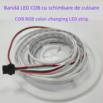 Bandă LED COB cu schimbare de culoare, 5 m lungime, lățime 6 mm, disponibile lățimi 3/4/5 mm, 120/160/200 LED, WS2812, 5V, modelul 0807