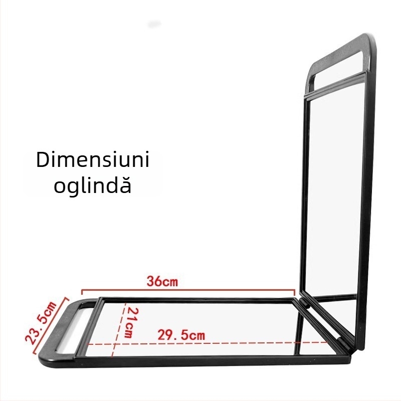 Oglindă de coafură cu două fețe, mare, pliabilă, pentru saloane – oglindă pentru machiaj și aranjare păr