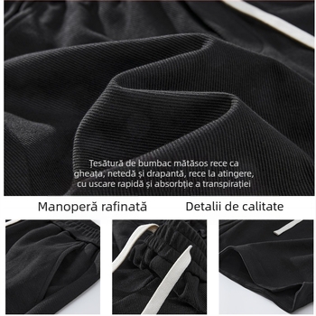 Șorturi de vară pentru bărbați, croială lejeră, dreaptă, pantaloni sport tricot