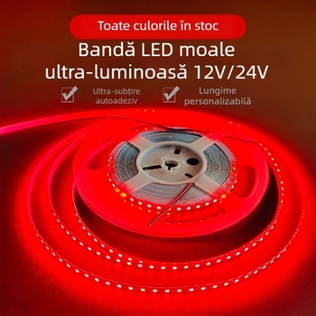 Bandă LED moale, albastru gheață, 12V, 2835 LED, 120 LED, iluminare interioară