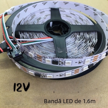 Bandă LED RGB cu WS2811 IC, placă goală externă, 12V, 5050 RGB, programabilă, 60 LED-uri