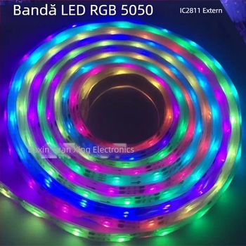 Bandă LED RGB cu WS2811 IC, placă goală externă, 12V, 5050 RGB, programabilă, 60 LED-uri