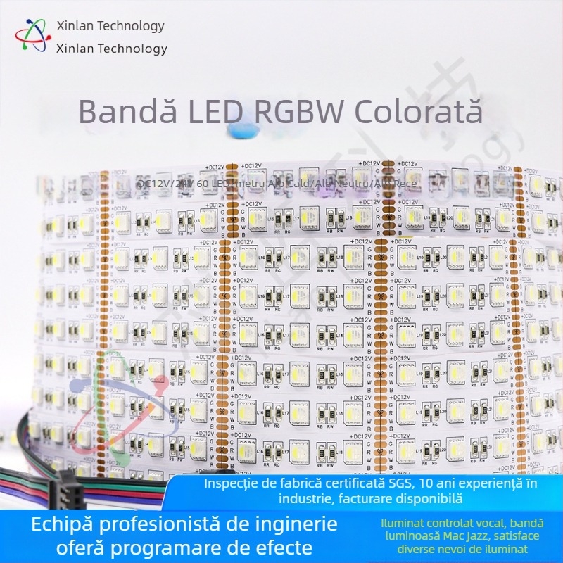 Bandă LED RGBW 5050, patru în unu, 12V/24V, lungime 5 m