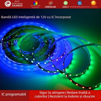 TM1934A bandă LED RGB 5050 cu IC extern, programabilă, culoare completă, funcție de reluare la întrerupere
