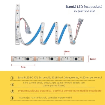 Bandă de iluminare submersibilă din silicon, extrudată, cu umplutură de adeziv, funcție de reluare a întreruperilor, bandă de iluminare auto cu schimbare de culoare
