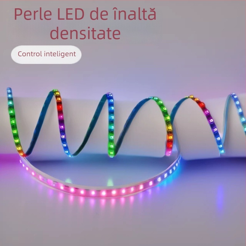 Bandă LED RGB 2,6 mm 0807, placă subțire, 5V, flux de culoare pentru ambient auto