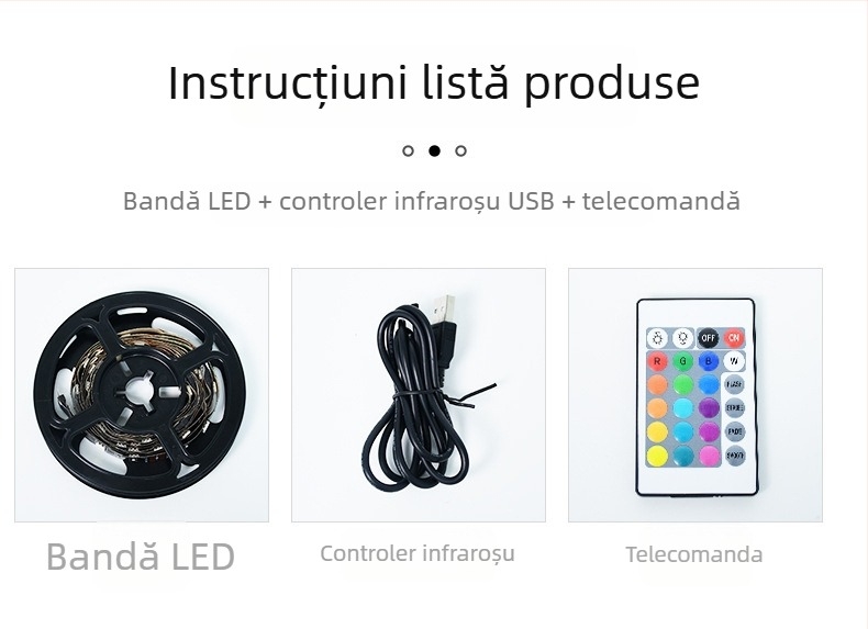 Bandă LED 5050RGB pentru TV, USB 5V, set cu telecomandă de 24 de taste, iluminare ambientală color pentru televizor, tensiune redusă