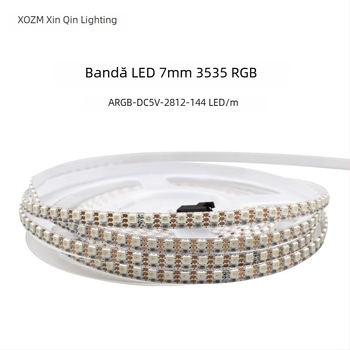 Bandă LED RGB color, 160 LEDuri (2835, 5V), lungime 1000 mm, lăţime 5 mm, fascicul 120°, reglabilă, certificat CE, Nu este impermeabilă, Seria: Accent Colorate, Marca: XQZM
