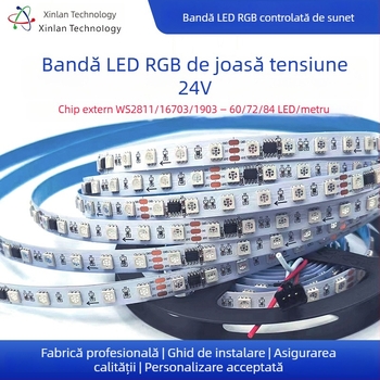 Bandă LED RGB 24V cu IC-uri programabile WS2811/1903/16703, 60/72/84 LED
