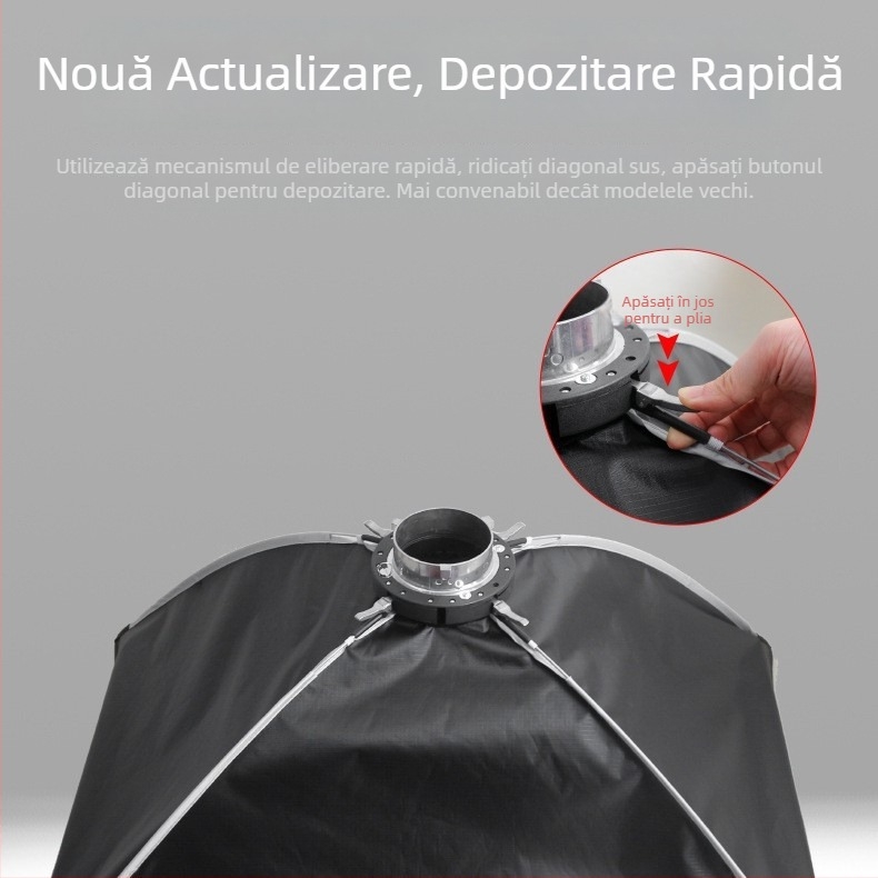 Softbox 60x90 cm cu montaj Bowens, asamblare rapidă și demontare, iluminare pentru streaming live, acoperire cu grilă hexagonală