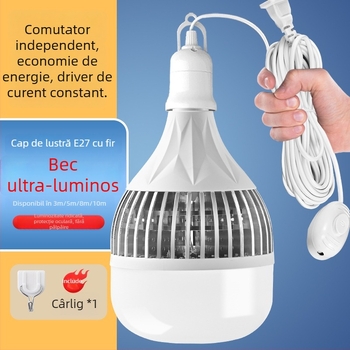 Lampă LED pentru uz casnic, cu cablu, soclu E27, economisire de energie, lampă de exterior ultra-lumină, cu întrerupător
