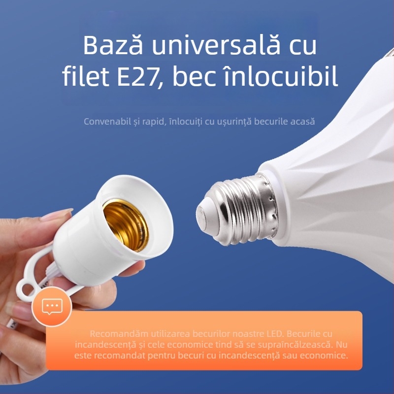 Lampă LED pentru uz casnic, cu cablu, soclu E27, economisire de energie, lampă de exterior ultra-lumină, cu întrerupător