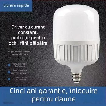 bec LED economic pentru casă, soclu E27, luminozitate ridicată, lumină albă, fără variator, carcasă din plastic, 220V