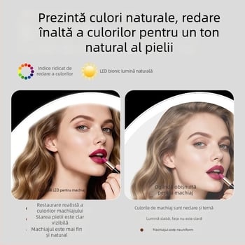 Oglindă de machiaj cu LED iluminată, control tactil în trei culori, iluminare de înaltă definiție, oglindă de masă