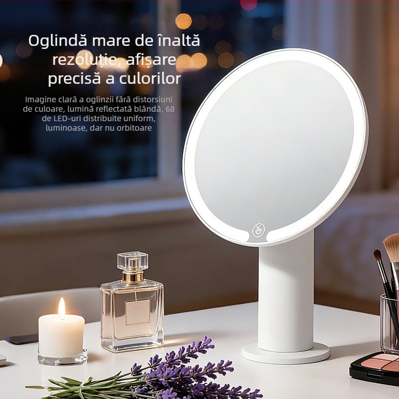 Oglindă de machiaj cu LED iluminată, control tactil în trei culori, iluminare de înaltă definiție, oglindă de masă