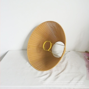 Abajur handmade în stil bambus pentru veioza de noptieră, potrivit pentru lampa circulară de perete și lustre, abajur din plastic portocaliu