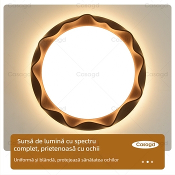 Lampa de plafon pentru dormitor, în stil franțuzesc vintage, textură de nuc vechi, stil Wabi-Sabi, spectru complet, protecție pentru ochi, corp de iluminat de lux