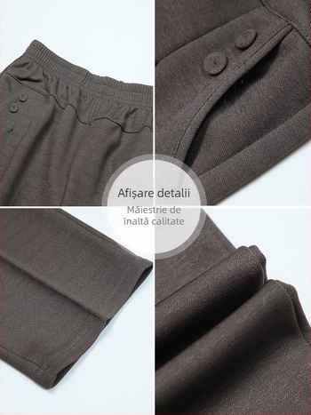 Pantaloni pentru femei de vârstă mijlocie și în vârstă, croială dreaptă, largi, talie înaltă, lungi, pentru primăvară și toamnă, casual.
