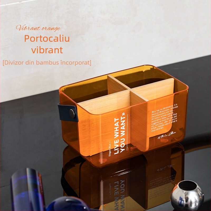 Organizator cosmetic pentru birou – cutie de depozitare pentru machiaj, rujuri, pensule, îngrijire a pielii și măști, dimensiuni 18×11,8×10 cm.