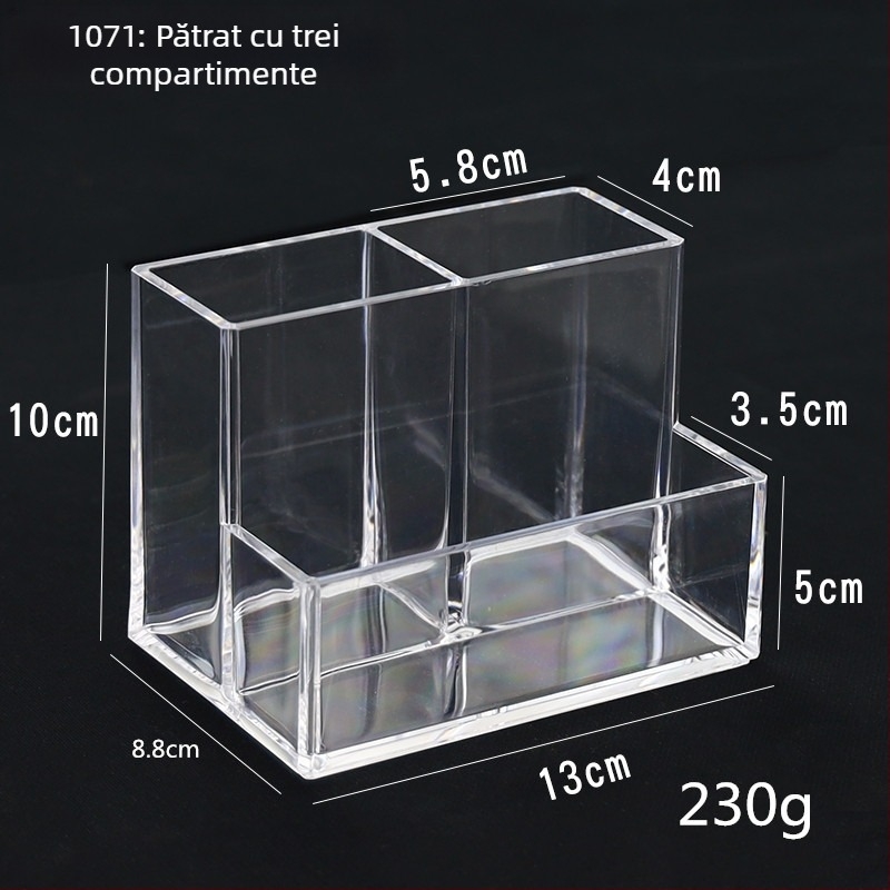 Organizator cosmetic cu compartimente pentru creioane de sprâncene, pensule de machiaj și ruj