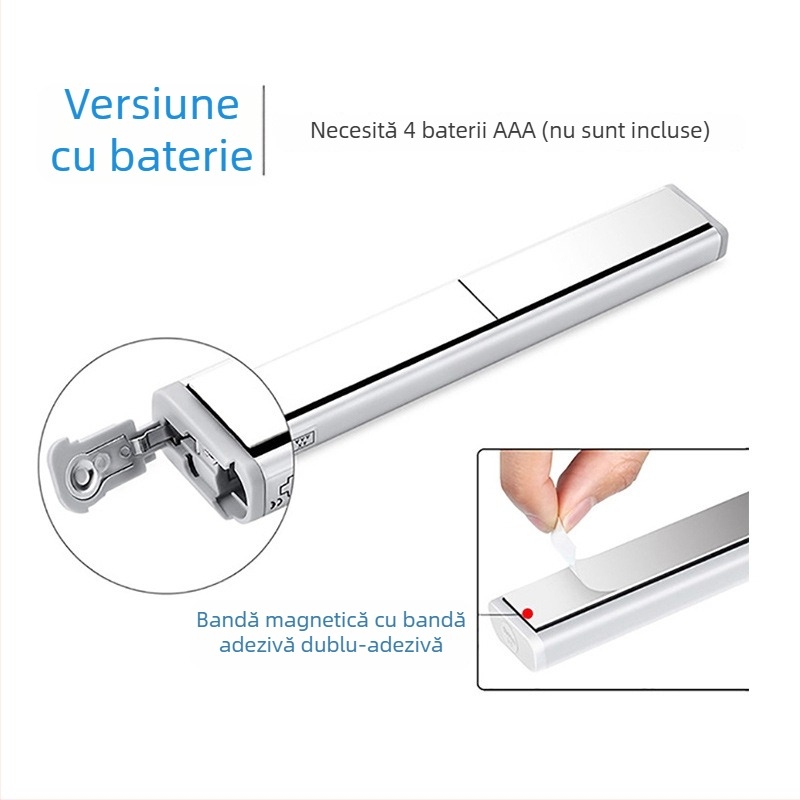 Bandă LED inteligentă cu senzor de mișcare pentru mobilier și dulapuri, USB reîncărcabil, control fără fir, lampă de noapte