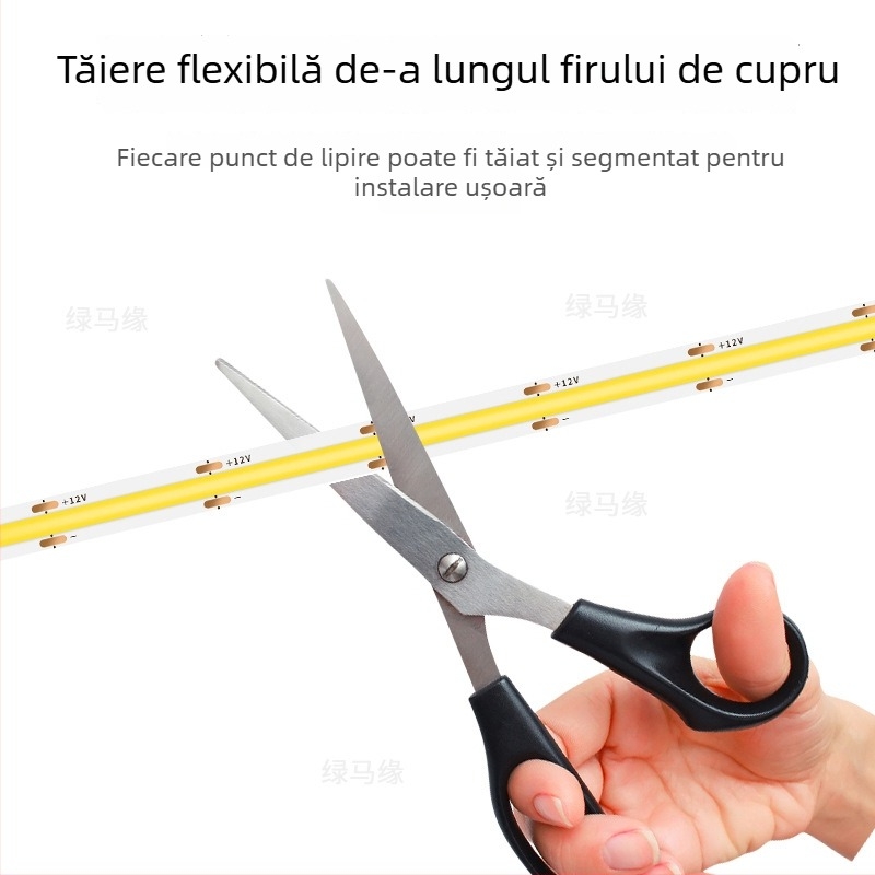 Bandă LED COB autoadezivă de 8 mm, USB, versiune cu încărcare pentru baterie, senzor, lumină alb cald / neutră