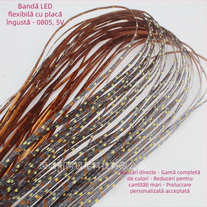 Bandă LED 5V 0805 pentru modele arhitecturale pe masă de nisip, bandă flexibilă îngustă de 2,5 mm, tăiată și compatibilă cu cutie de baterii