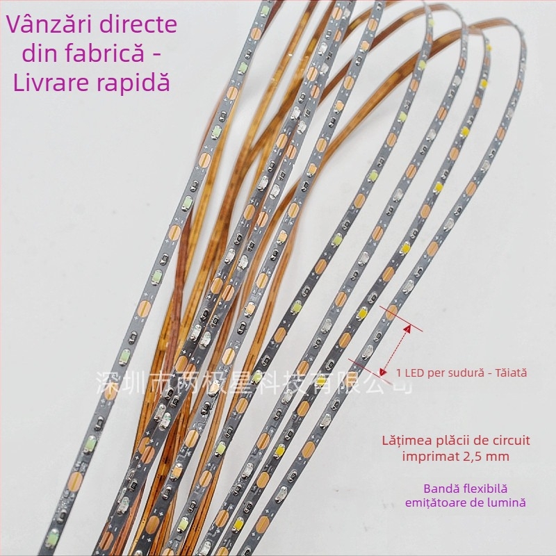 Bandă LED 5V 0805 pentru modele arhitecturale pe masă de nisip, bandă flexibilă îngustă de 2,5 mm, tăiată și compatibilă cu cutie de baterii