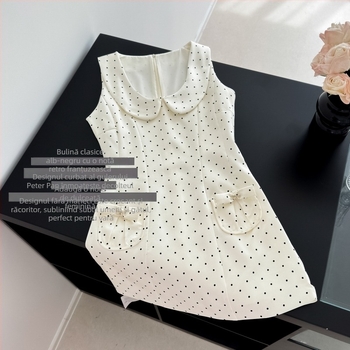 Rochie feminină în stil franțuzesc, croială dulce, vară 2026, talie strânsă pentru siluetă subțire, rochie fără mâneci