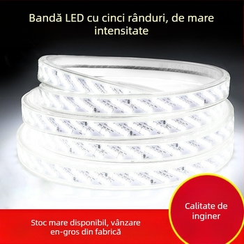 Bandă LED impermeabilă 220V, 320 LED 2835, autoadezivă, monocromă, luminozitate înaltă