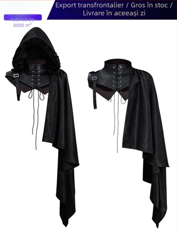 Costum Grim Reaper stil 2026, mantie medievală cu glugă, rochie de vrăjitor pentru cosplay la petrecere
