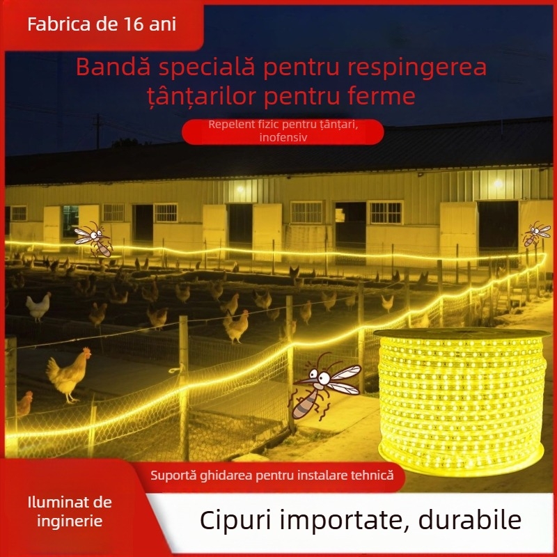 Bandă LED eficientă pentru combaterea țânțarilor, ferme, 220V, iluminare ultra-lumină, impermeabilă, pentru cote de găini