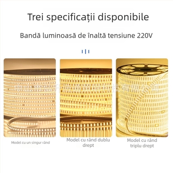 Bandă LED 220V, cu înveliș din cauciuc, fără cabluri, în variantă pentru un singur rând sau două rânduri, iluminare decorativă exterior impermeabilă, LED 2835