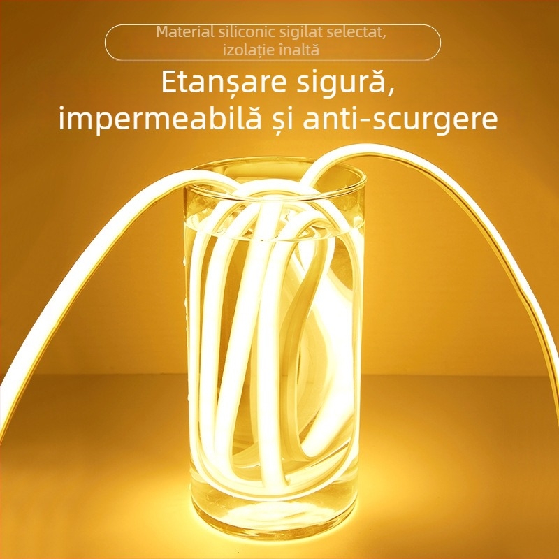 Bandă LED Cob, lumină moale, 220V, autoadezivă pentru tavan, iluminare ambientală în living, ultra-luminoasă, rezistentă la apă pentru exterior